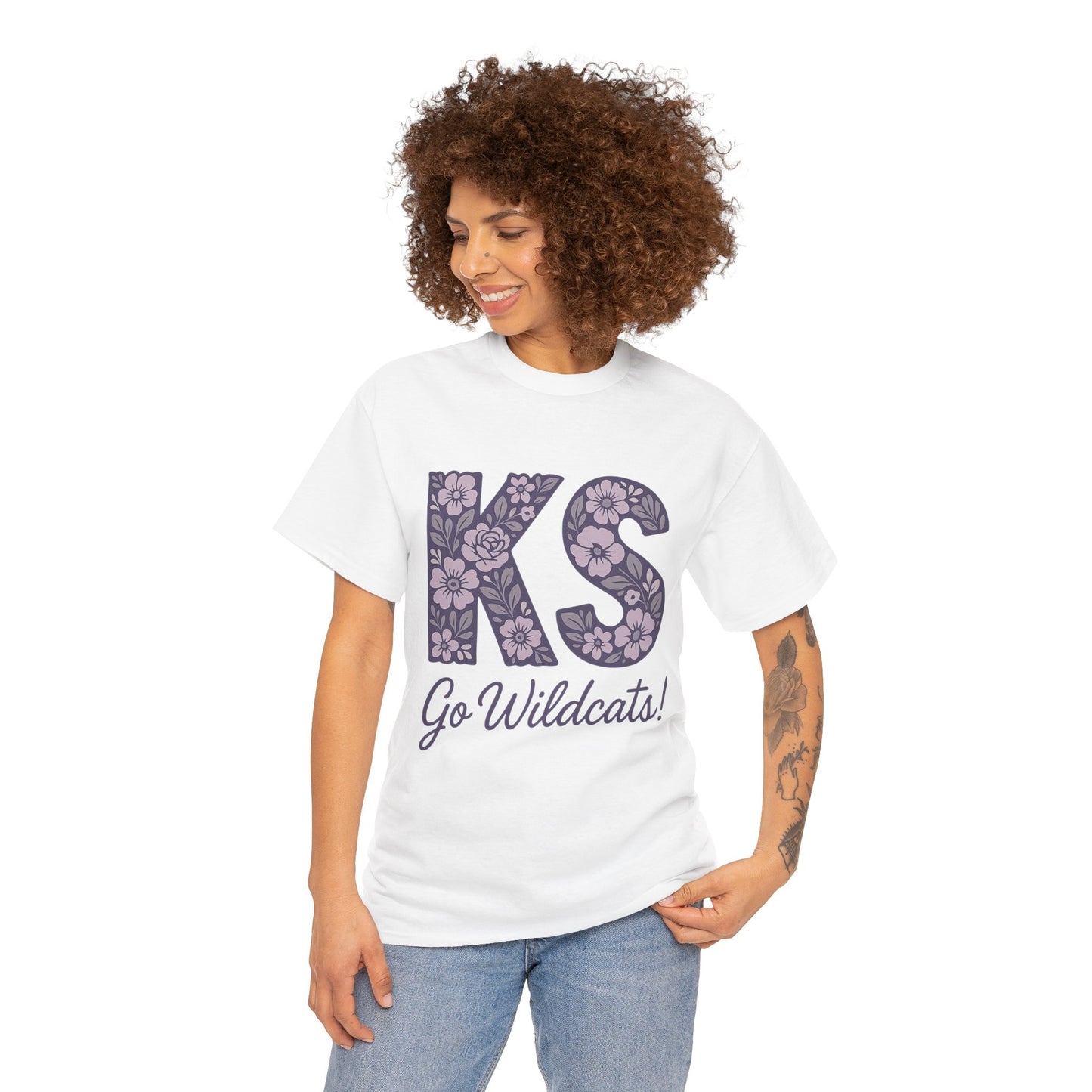 KS Floral Team Spirit Tee: Celebrate Kansas State Wildcats in Style, Perfect for Sports Events, Gifts, & Casual Wear