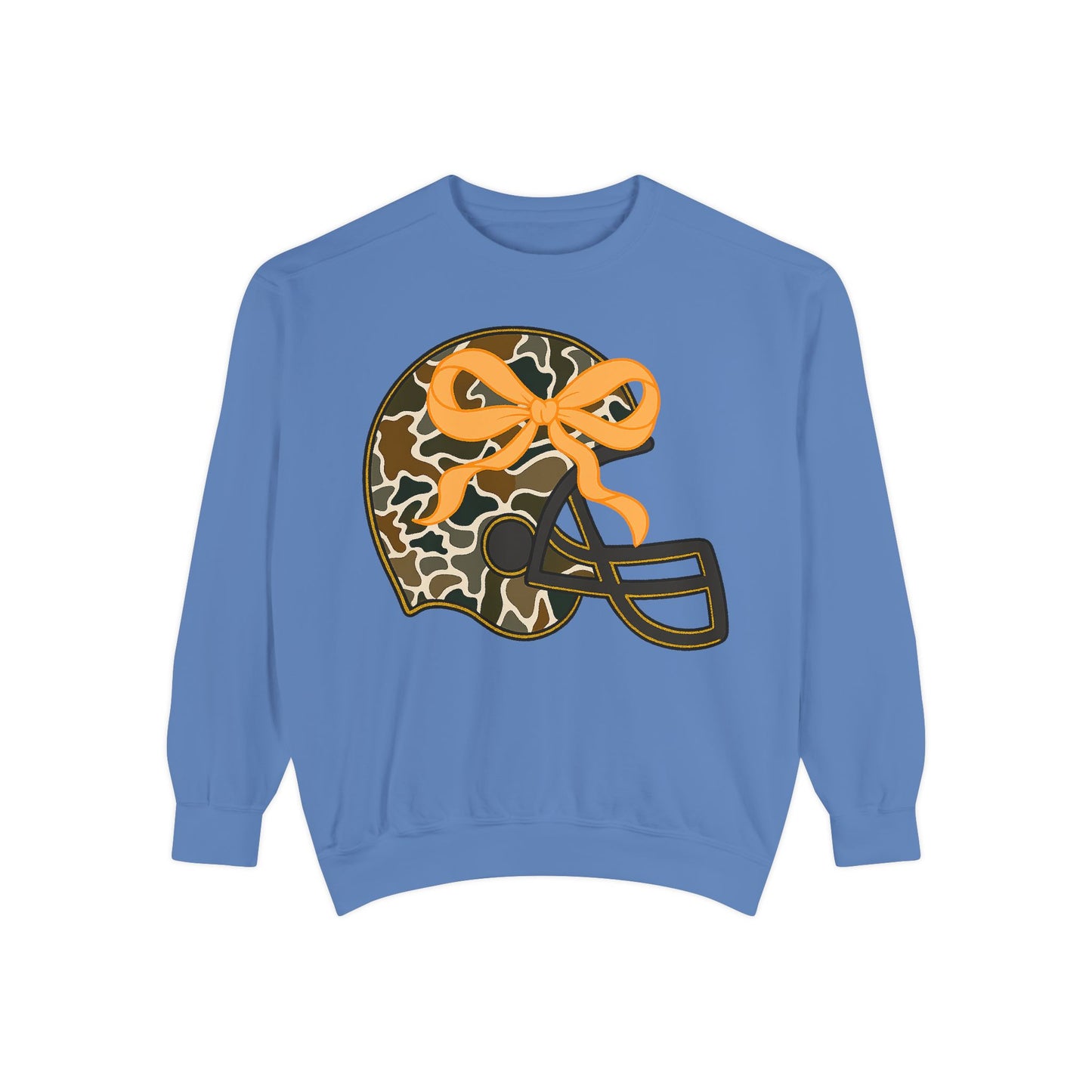 Comfort colors sweatshirt Camo Helmet Design, Casual Athletic Wear, Unisex Fall Fashion, Gift for Sports Fans