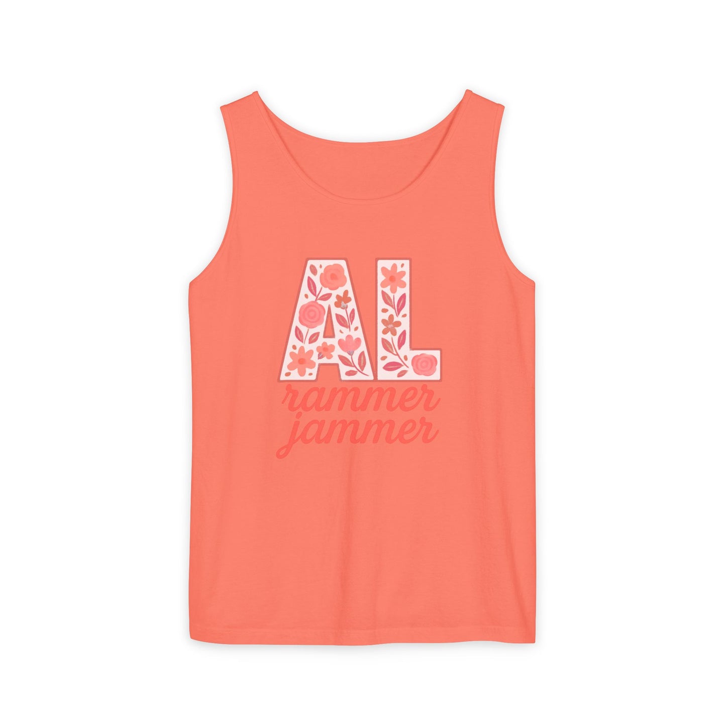 Floral Alabama Rammer Jammer Tank Top, Summer Tee, College Apparel, Game Day Shirt, Unisex Summer Clothing, Southern Style Top, Comfort Colors, Graduation Gift
