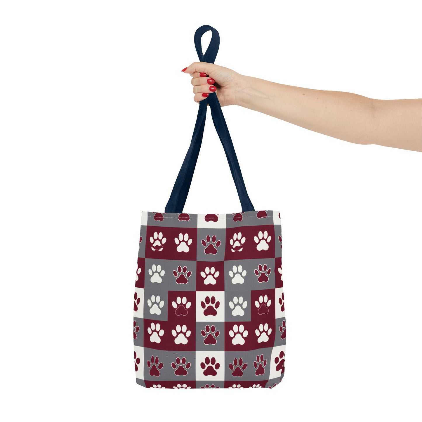 MS Bulldog Tote Bag - AOP, Paw Print Design, Reusable Shopping Bag, Mississippi Bulldog Fan, Animal Lover Accessory