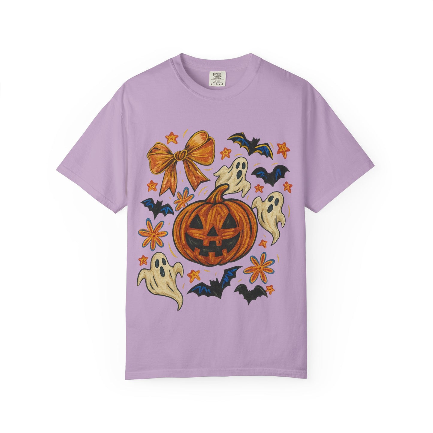 Halloween Ghost & Pumpkin T-shirt, Spooky Season Shirt, Fall Tee, Unisex Halloween Apparel, Ghostly Graphic Tee, Pumpkin Graphic Shirt