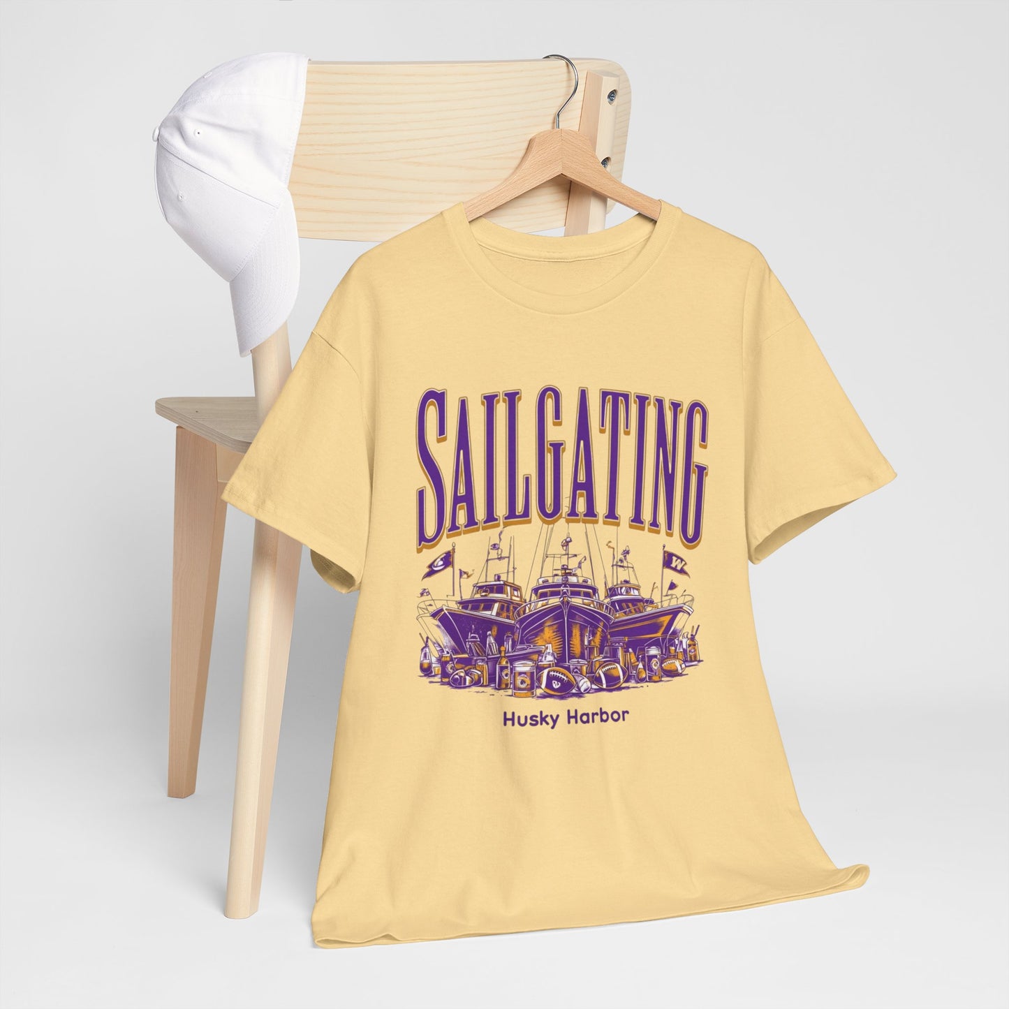 Sailgating Tee - Washington Huskies Unisex Heavy Cotton Shirt