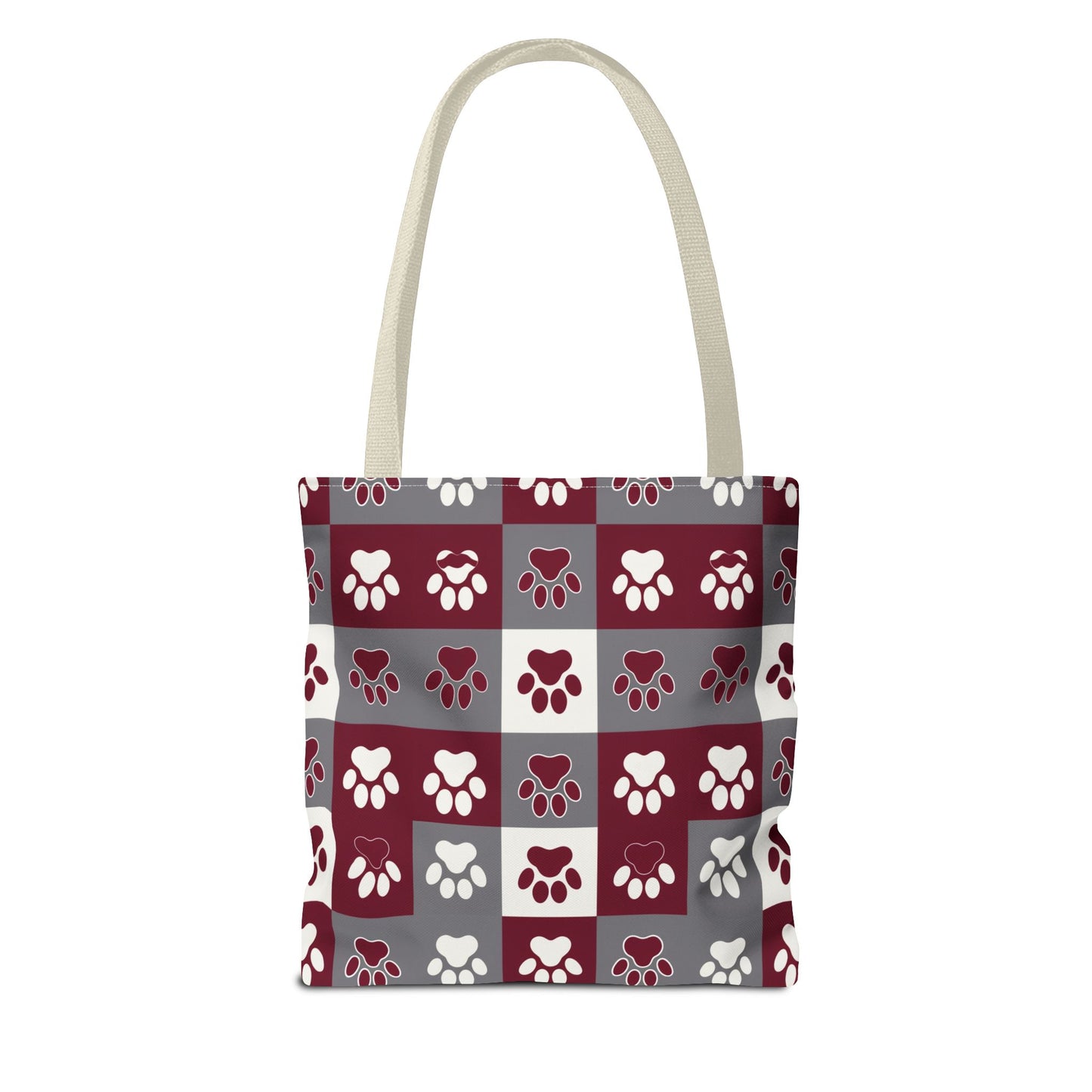 MS Bulldog Tote Bag - AOP, Paw Print Design, Reusable Shopping Bag, Mississippi Bulldog Fan, Animal Lover Accessory