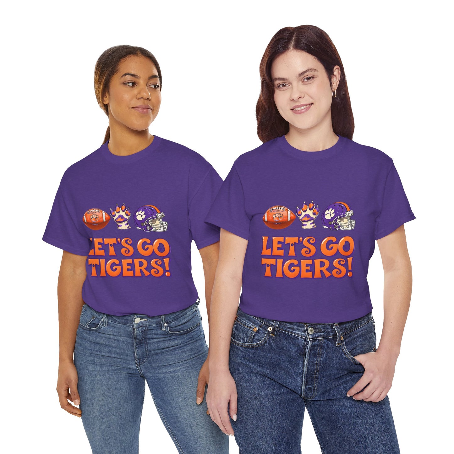 Unisex Heavy Cotton Tee - Let's Go Tigers! Sports Fan Tee, Game Day Shirt, Tailgate Apparel, Team Pride Top, College Football Gear