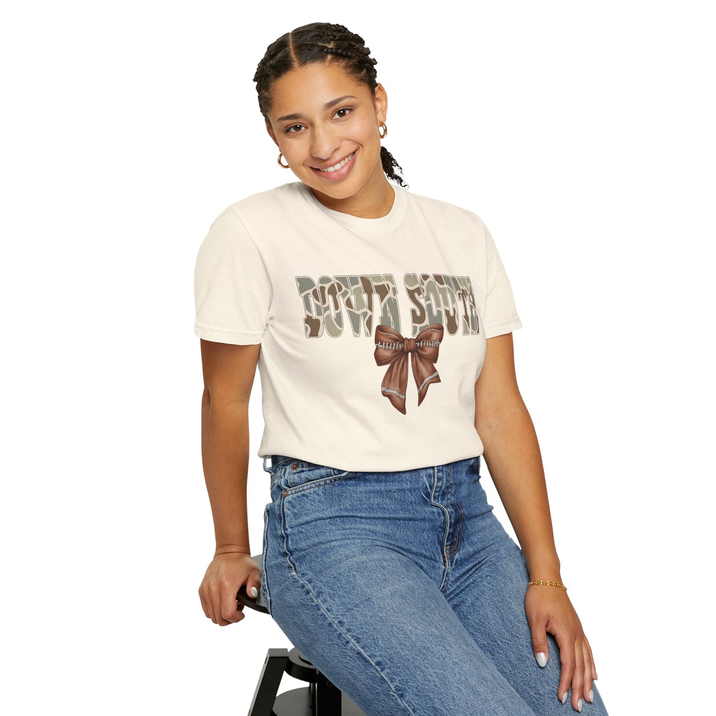 Camo Bow Graphic Tee - Trendy Apparel for Casual Outings and Birthdays