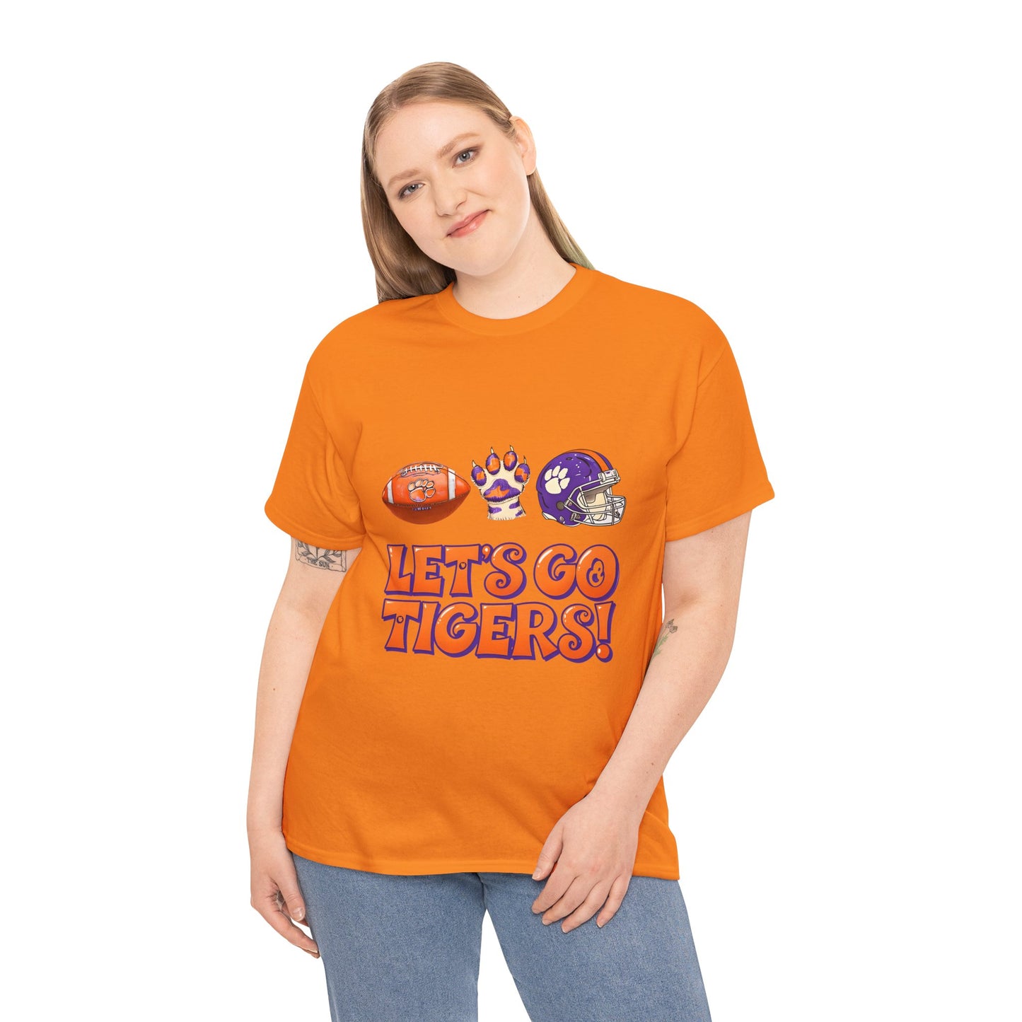 Unisex Heavy Cotton Tee - Let's Go Tigers! Sports Fan Tee, Game Day Shirt, Tailgate Apparel, Team Pride Top, College Football Gear