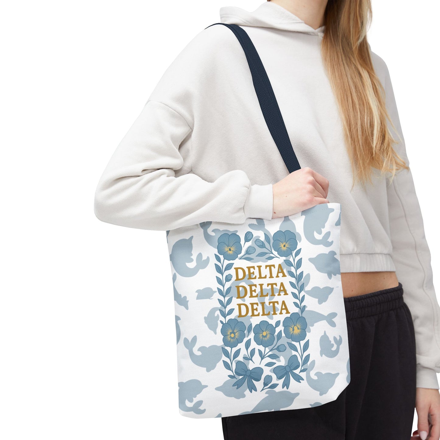 Delta Delta Delta Floral Tote Bag | Sorority Gift | Reusable Shopping Bag | Summer Accessory | Eco-Friendly Bag | Stylish Storage