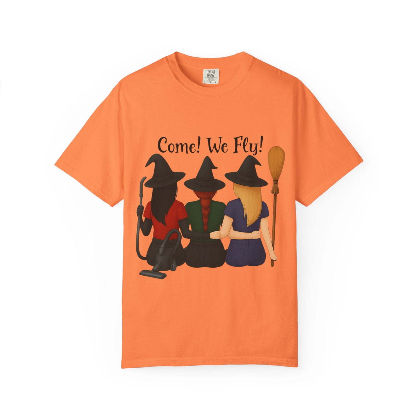 Witchy Halloween T-shirt - Come We Fly Unisex Garment-Dyed Tee