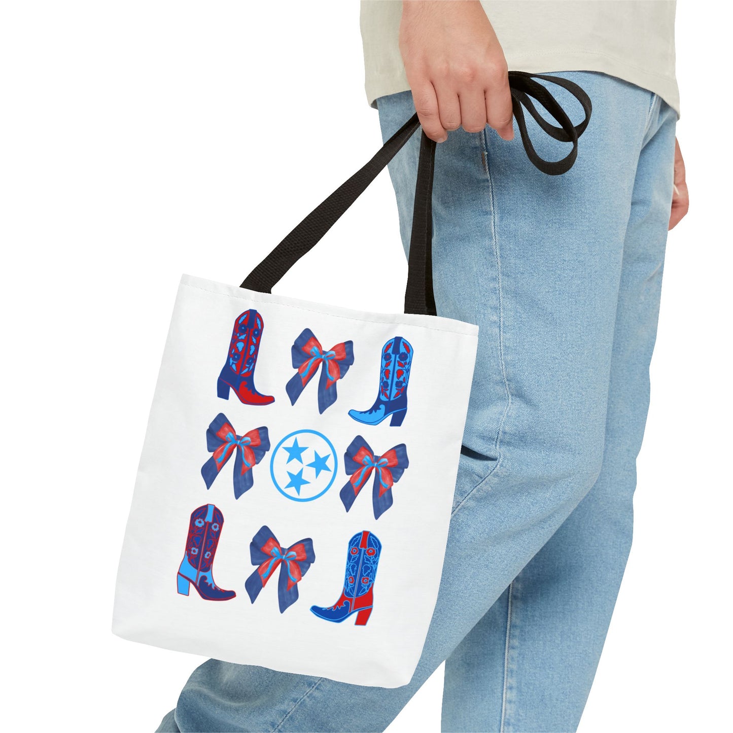 Tote Bag - Tennessee Titans Coquette Bow Design - Titan Up NFL Game Day Gift Nashville TN