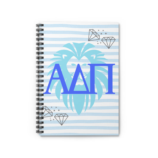 ADPi Spiral Notebook - Striped Lion Design for Notes, Journaling, Students, Sororities, Gift Ideas
