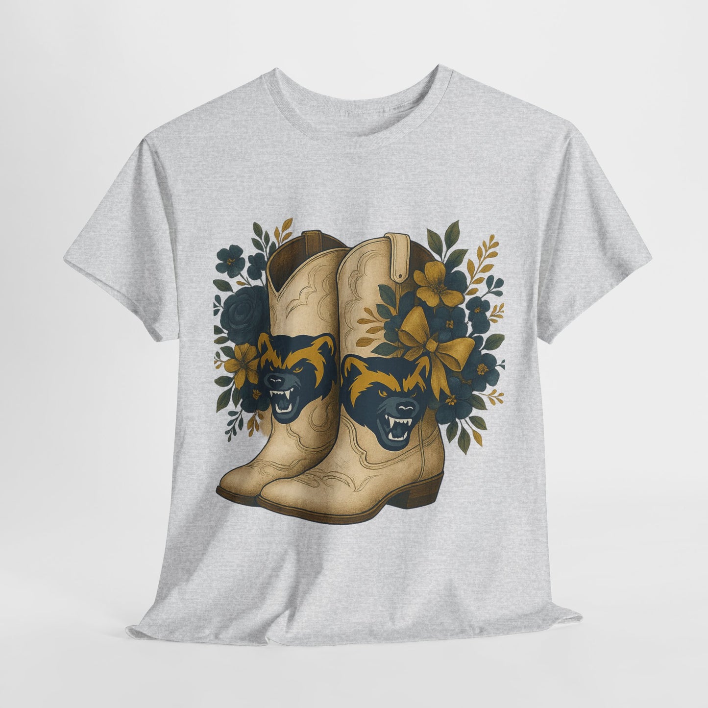 Graphic Tee - Michigan Wolverines Maize and Blue Country Chic Floral Cowboy Boots Vintage Style Shirt