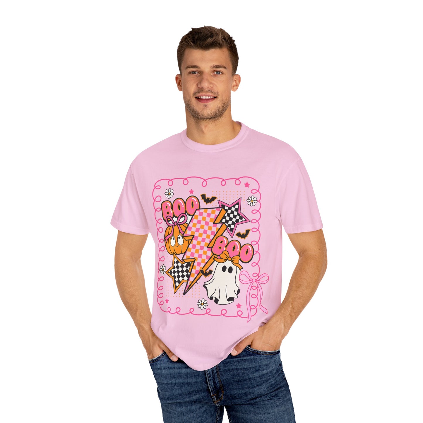 Retro Design Orange & Pink Unisex Halloween T-Shirt