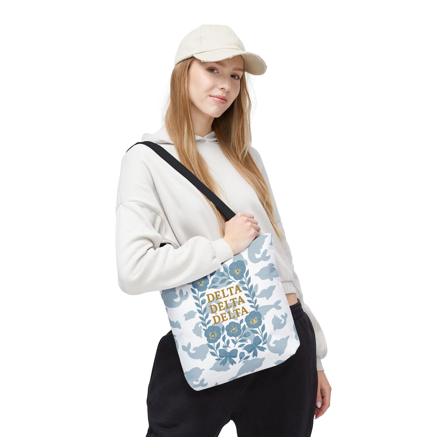Delta Delta Delta Floral Tote Bag | Sorority Gift | Reusable Shopping Bag | Summer Accessory | Eco-Friendly Bag | Stylish Storage