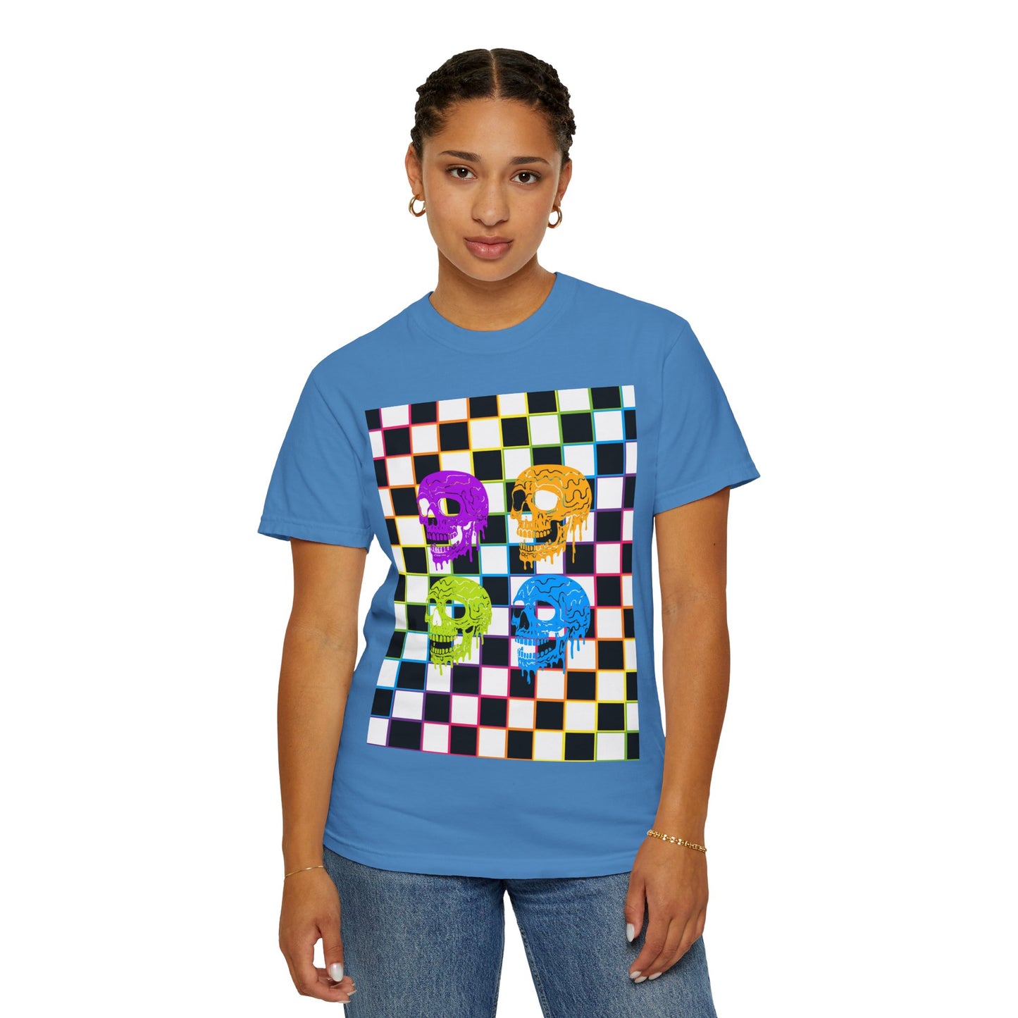 Vibrant Skull Graphic T-Shirt, Unisex Tee, Halloween Outfit, Alternative Fashion, Festival Wear, Casual Street Style