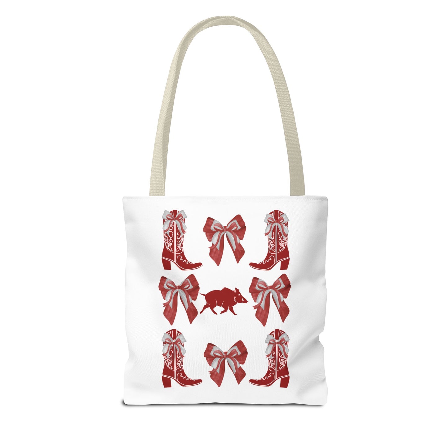 Arkansas Coquette Bow Chic Tote Bag - Stylish Carryall for Cowgirls, Woo Pig Gifts, AR Razorback Fan Gift, Arkansas Game Day Tote, Graduation Gift, Arkansas Alumni