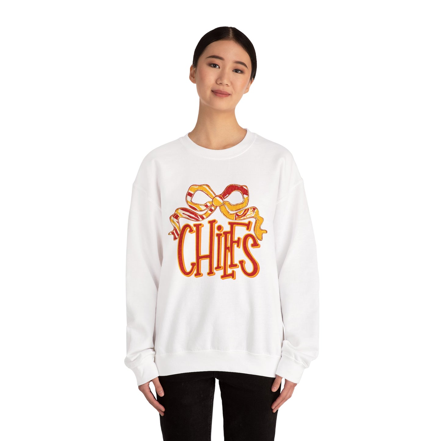 Chic Bow Design Unisex Sweatshirt, Cozy Fall Apparel, Holiday Gift, Casual Wear, Comfortable Style, Unique Sweatshirt