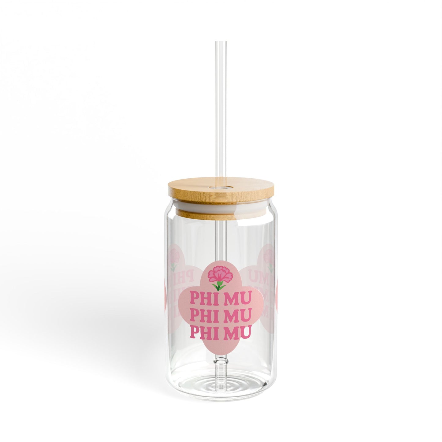 Phi Mu 16oz Sipper Glass | Eco-Friendly Drinkware | Perfect for Sorority Events, Graduations, Gifts, Everyday Use