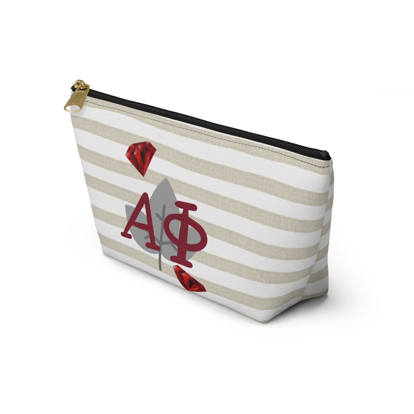 Alpha Phi Chic T-Bottom Accessory Pouch for Sorority Sisters | Makeup Bag, Travel Organizer, Gift for Graduates, Fun Storage