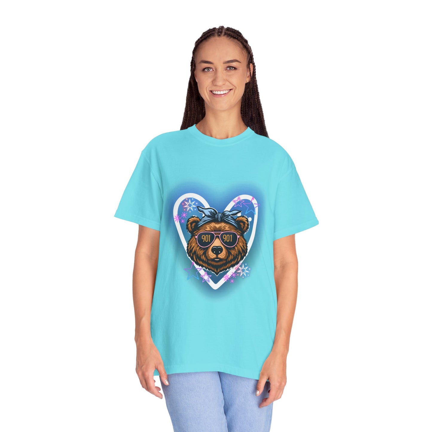 Neon Memphis Bear Graphic T-Shirt, Unisex Fashion Tee, Trendy Apparel, Memphis Grizz, 901 Memphis, Retro Design, Comfort Colors, Memphis Basketball Fan