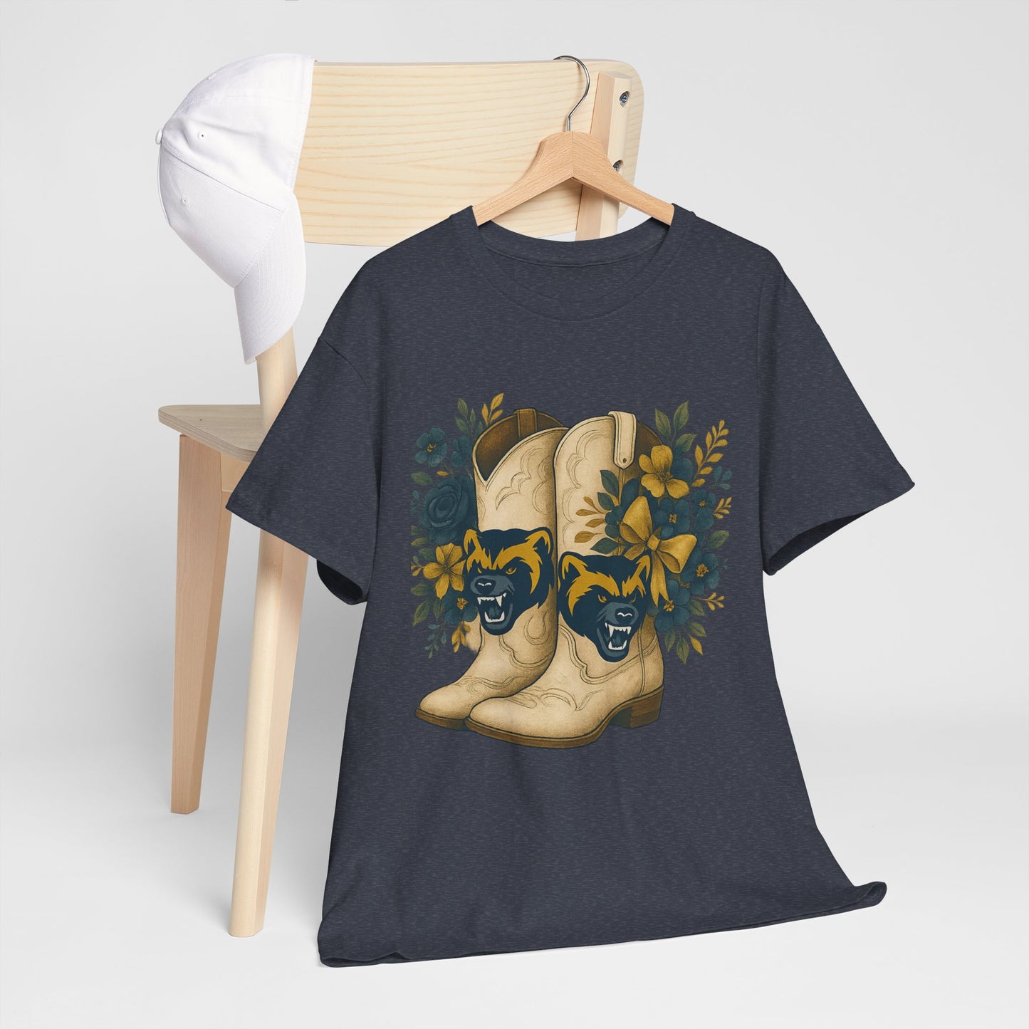 Graphic Tee - Michigan Wolverines Maize and Blue Country Chic Floral Cowboy Boots Vintage Style Shirt