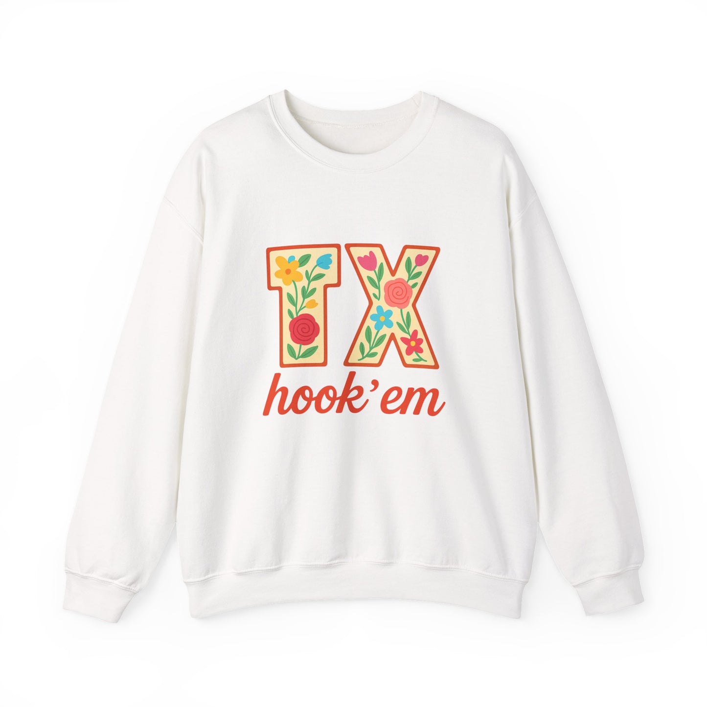 TX Hook'em Unisex Crewneck Sweatshirt | Cozy Texas Pride Apparel, Perfect for Game Day, Casual Outfits, Gifting