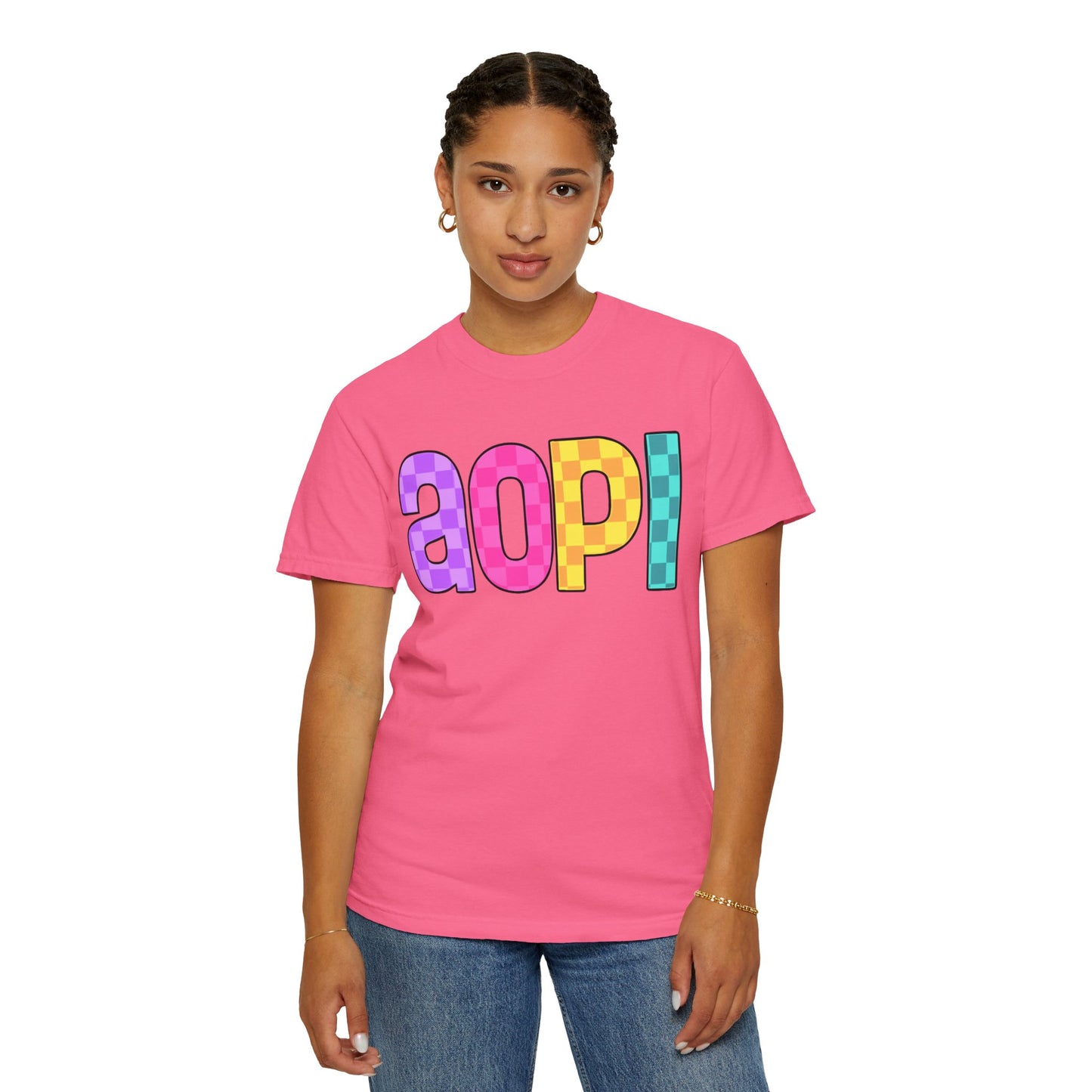 Colorful Graphic Tee - Trendy Unisex Garment-Dyed T-shirt for Casual Summer Wear and AOPI Spirit Gift