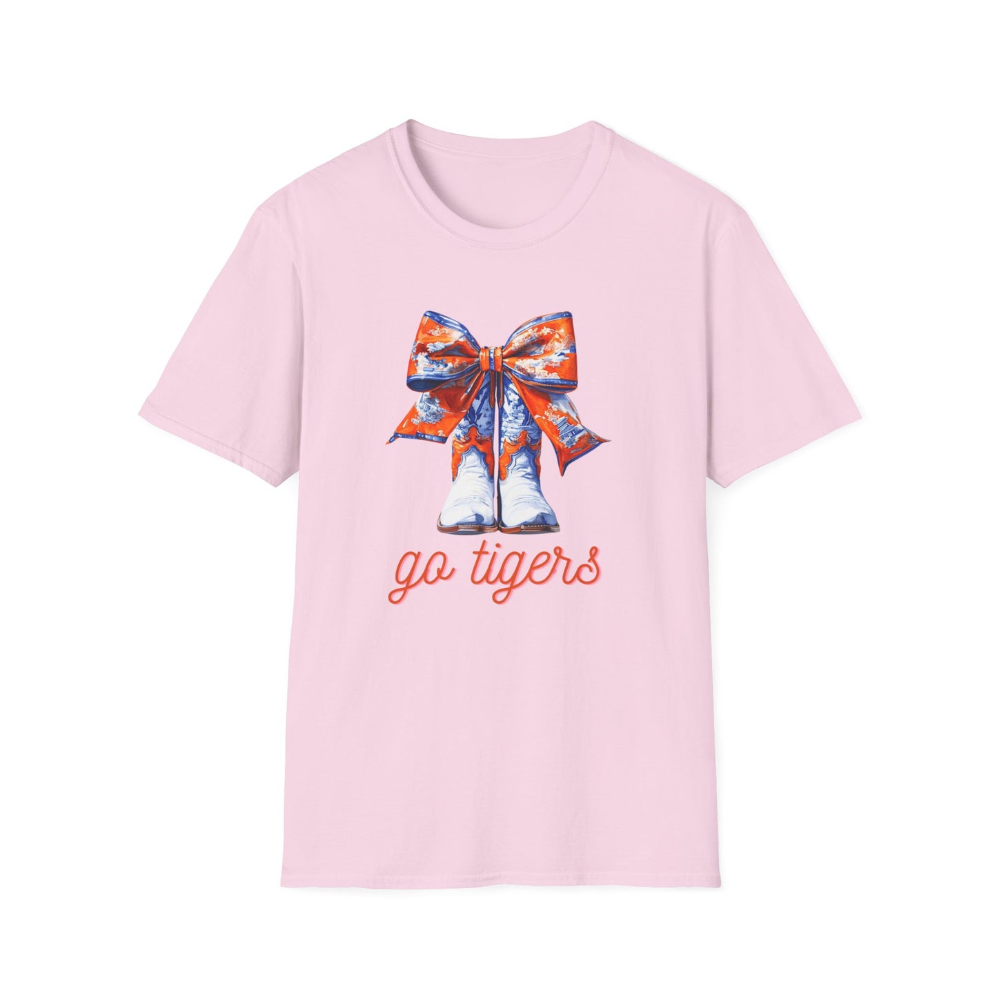 AU Coquette Boot Bow Cheerful Unisex T-Shirt with Bow Design - Perfect for Game Day, Sports Fans, Birthdays, and Casual Wear, Go Tigers!