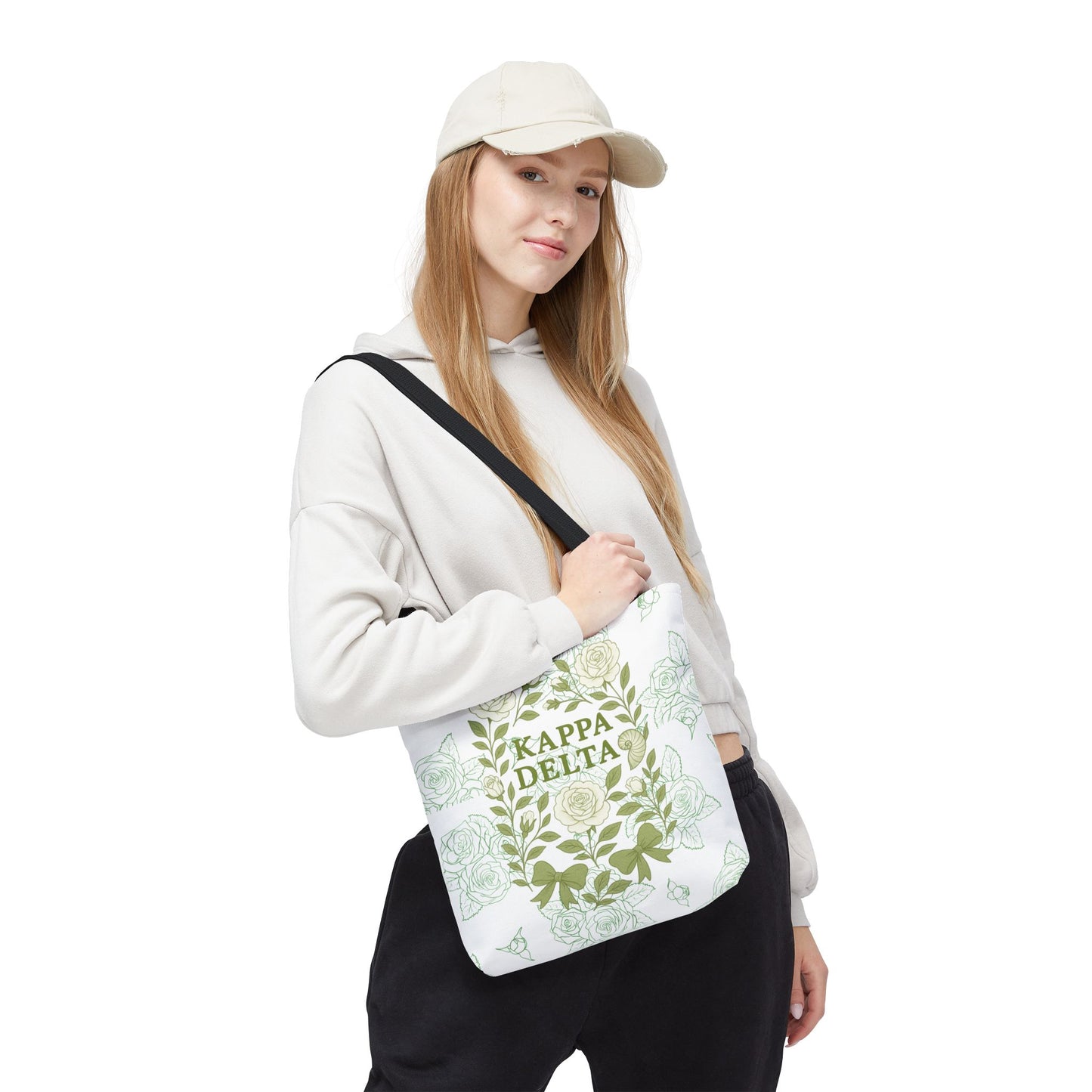 Elegant Kappa Delta Tote Bag, Floral AOP Design, Sorority Bag, Gift for Sisters, Eco-Friendly Shopping Bag