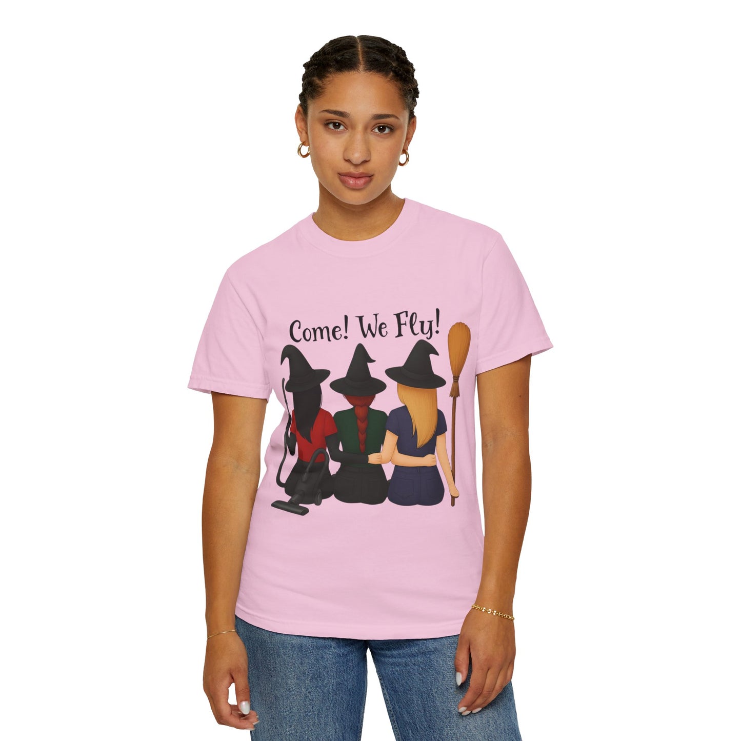 Witchy Halloween T-shirt - Come We Fly Unisex Garment-Dyed Tee