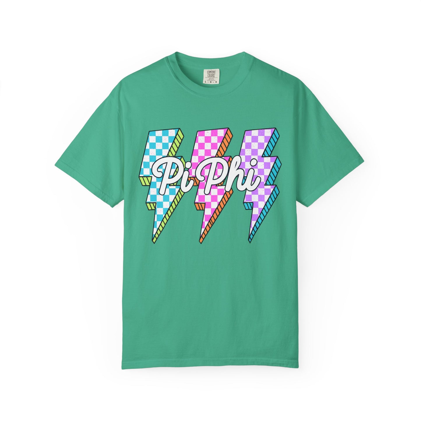 PB Phi Lightning Bolt Unisex T-shirt | Vibrant Greek Life Apparel, Unique Gift for Sorority Sisters, Casual Wear, Celebrating Sisterhood