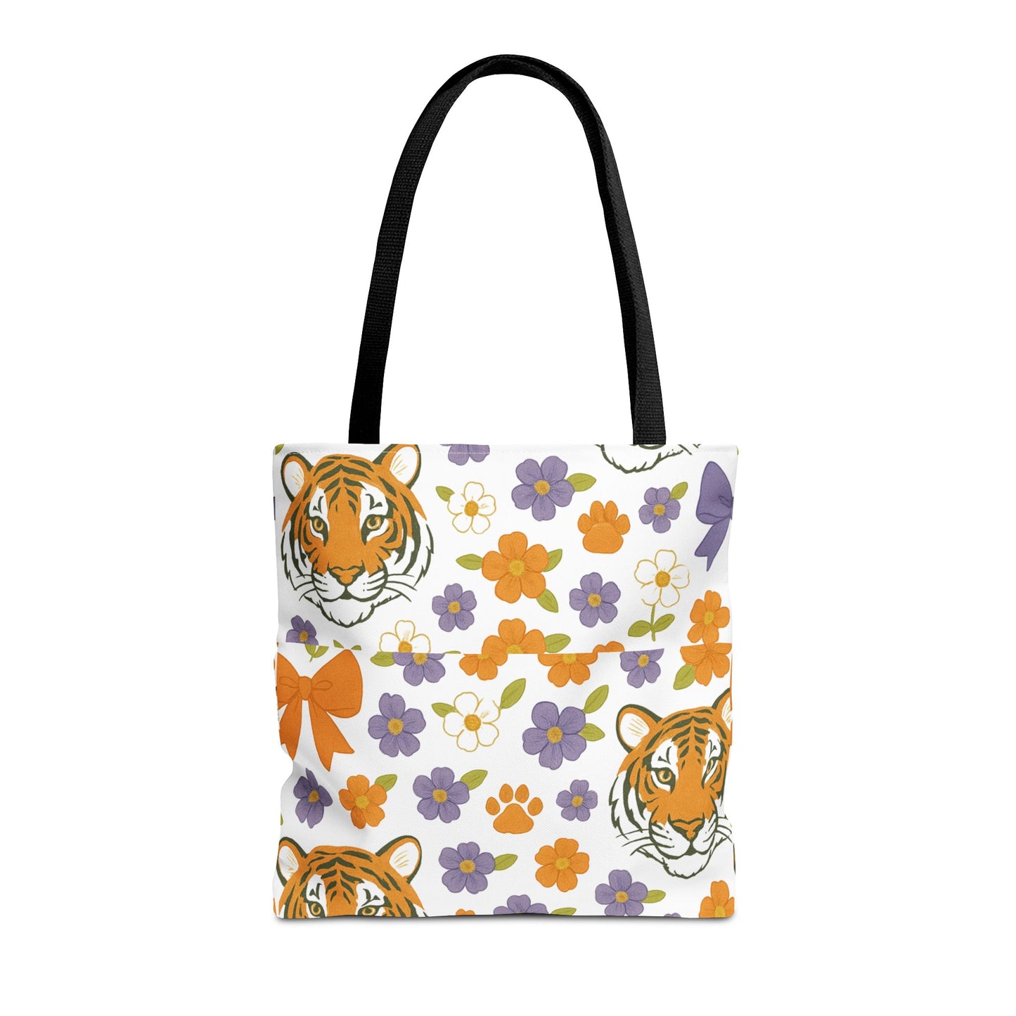 Whimsical Tiger Floral Tote Bag - Clemson Fan Gift, Graduation Gift, Alumni Gift, Cute Eco-Friendly Shopping Bag, Beach Bag, Gift for Animal Lovers, Spring & Summer Accessory