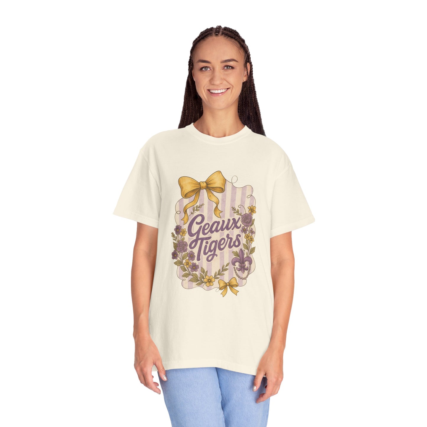 Geaux Tigers Floral T-Shirt, Unisex Casual Tee, Game Day Apparel, Spring Outfit, LSU Fan Gear