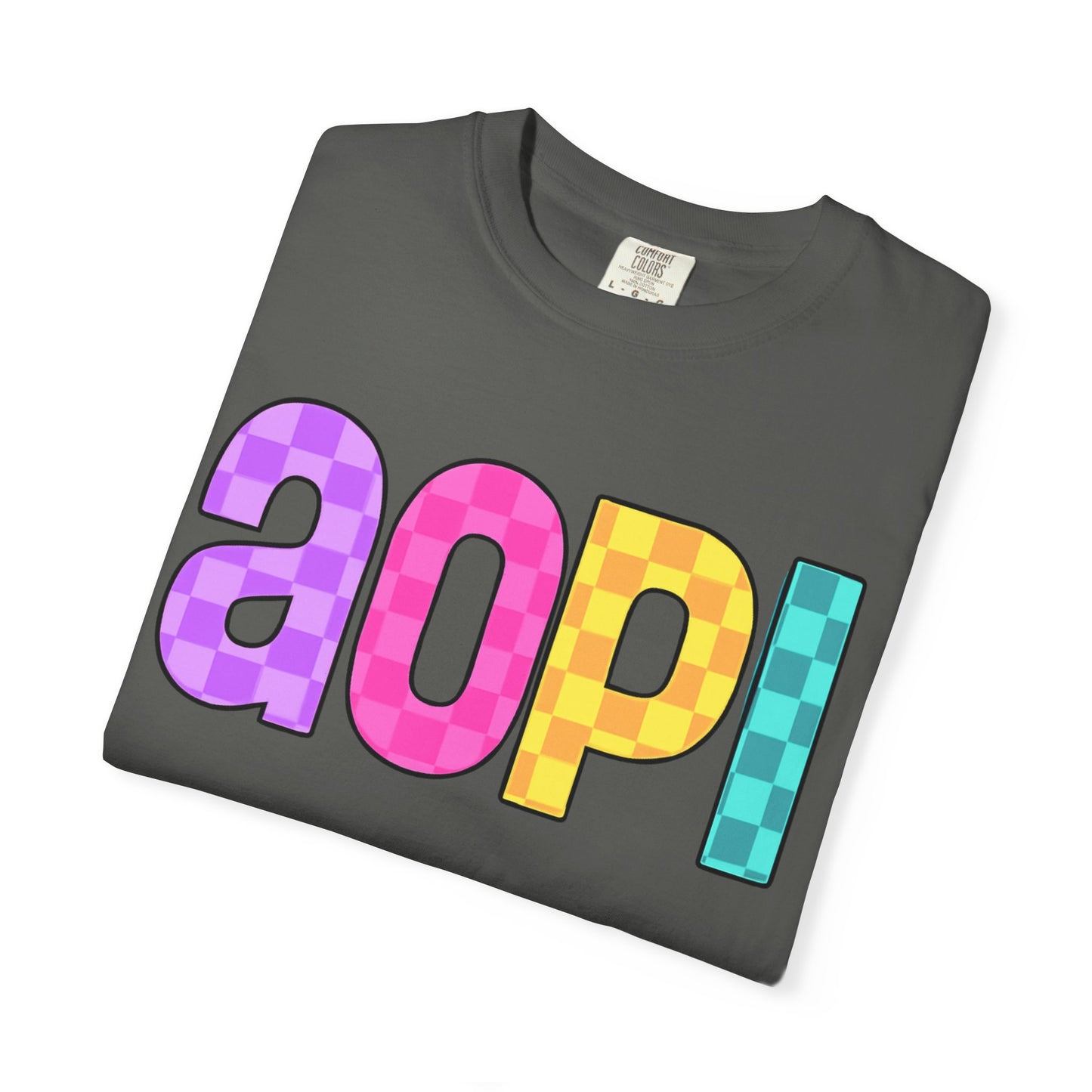 Colorful Graphic Tee - Trendy Unisex Garment-Dyed T-shirt for Casual Summer Wear and AOPI Spirit Gift