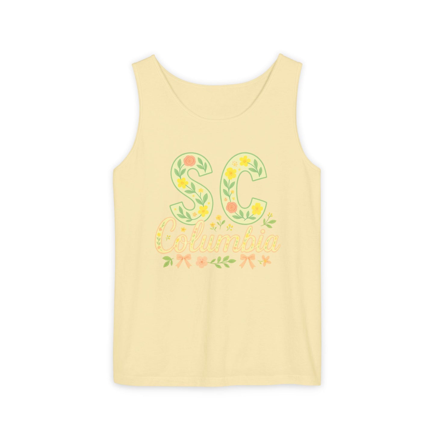 SC Columbia Floral Tank Top, Summer Tee, Beachwear, Vacation Clothes, Gift for Her, Casual Outfit, Comfort Colors, Graduation Gift
