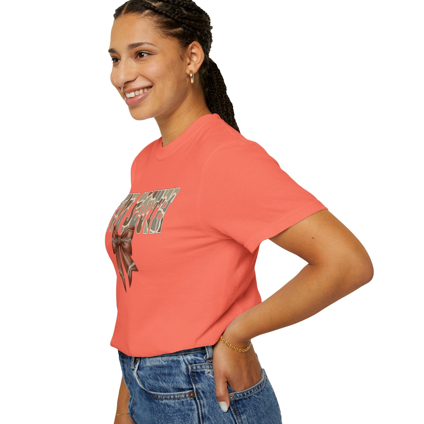 Camo Bow Graphic Tee - Trendy Apparel for Casual Outings and Birthdays