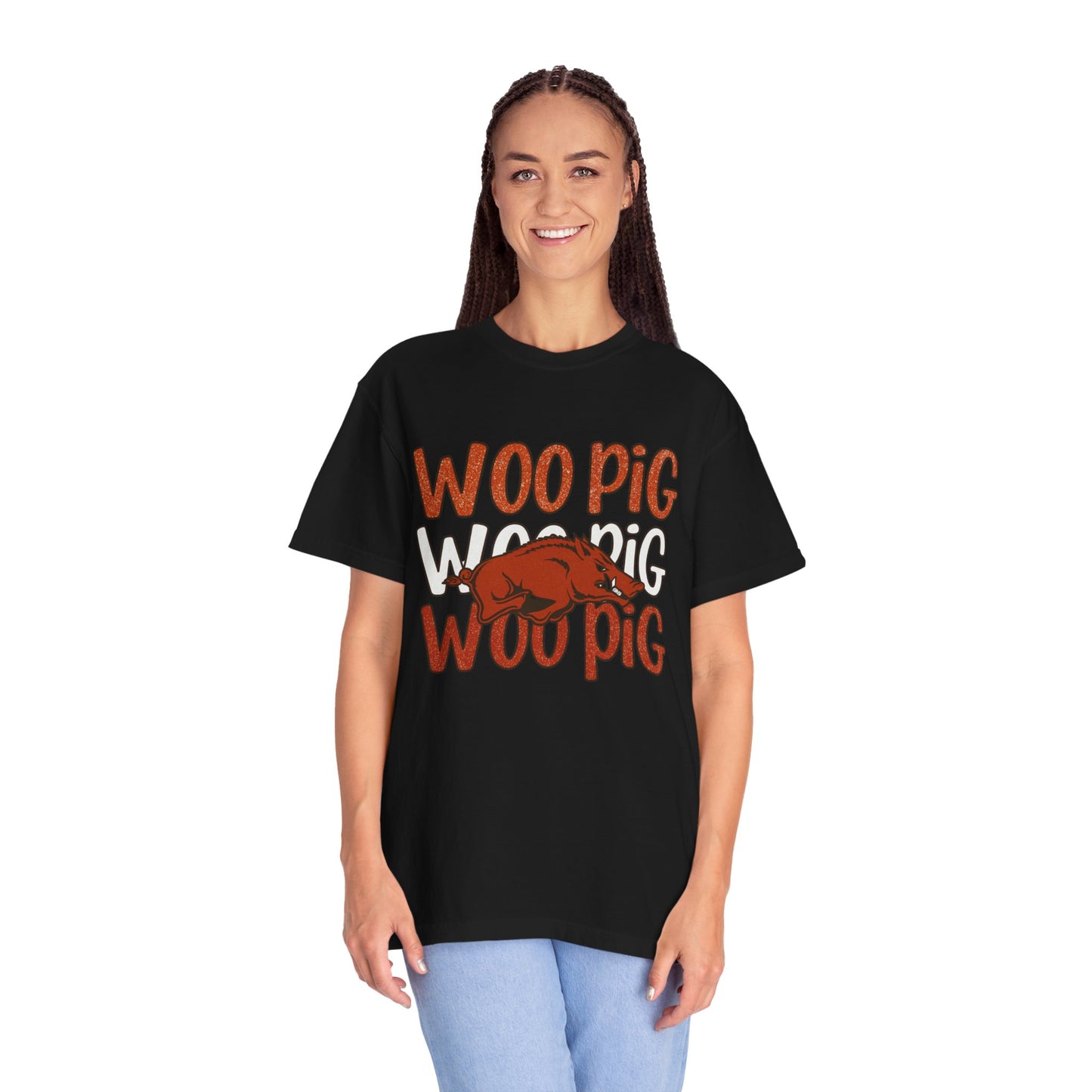 Woo Pig Garment-Dyed T-Shirt, Unisex Tee, Arkansas Pride Shirt, Casual Everyday Wear, College Game Day Tee, Fun Graphic Tee