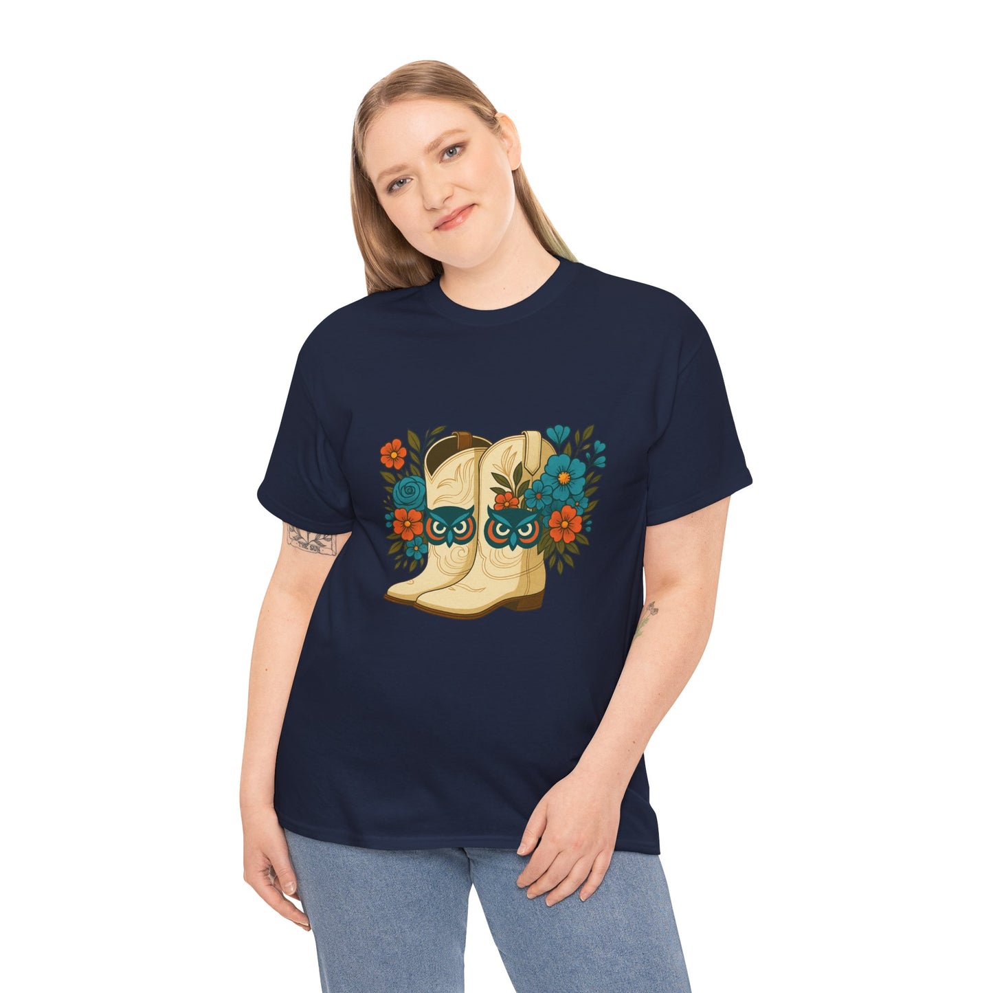 Floral Cowboy Boots Tee, Perfect for Country Music Lovers, Western Style Gift, Casual Outfit, Boho Fashion, Farmhouse Decor
