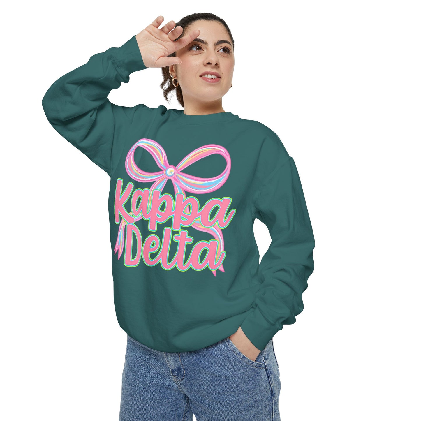 KD Comfort Colors Garment-Dyed Sweatshirt, Sorority Apparel, Cozy Gift, College Sweatshirt, Valentine's Day Gift, Customizable Sweater