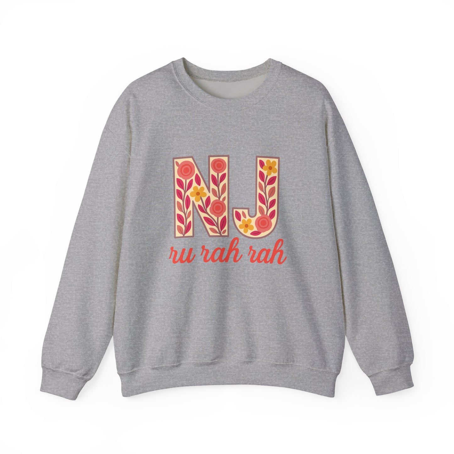 NJ Floral Pattern Crewneck Sweatshirt, Cozy Jersey, Casual Layer, Unique Gift, Fall Fashion, Unisex Apparel