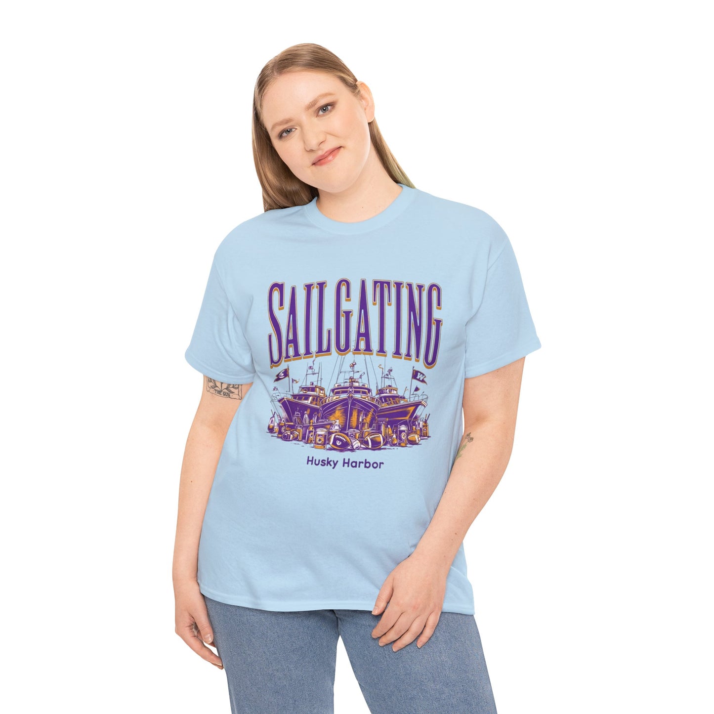 Sailgating Tee - Washington Huskies Unisex Heavy Cotton Shirt