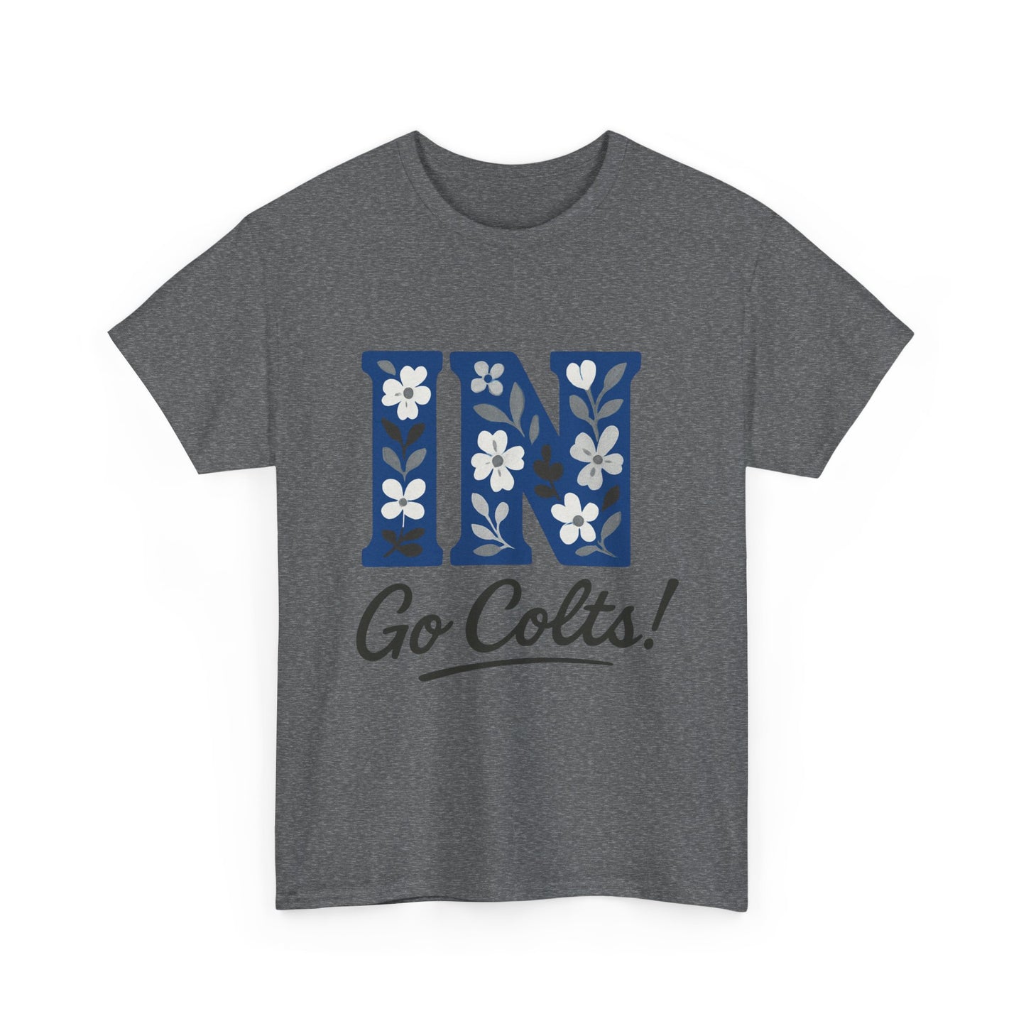 Floral Colts Tee | Unisex Heavy Cotton Tee for Sports Fans, Indiana Pride