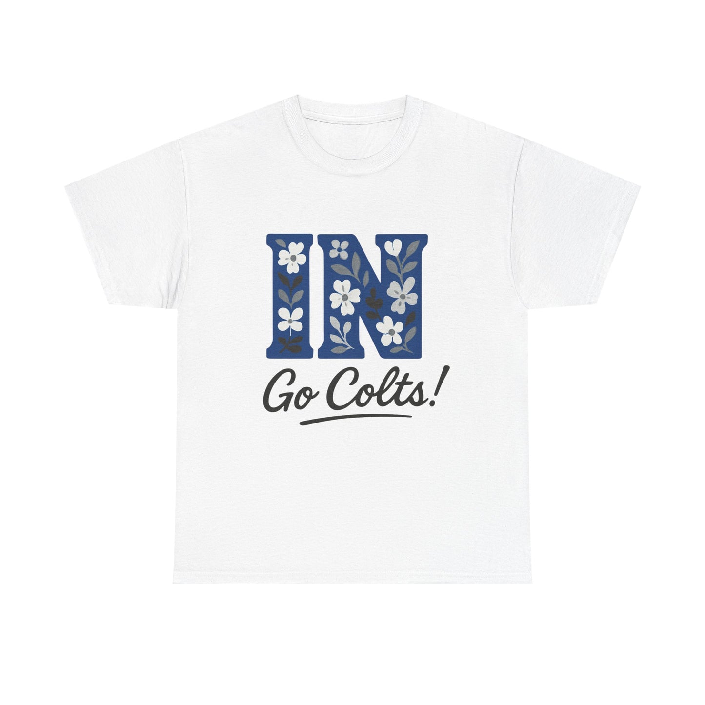 Floral Colts Tee | Unisex Heavy Cotton Tee for Sports Fans, Indiana Pride