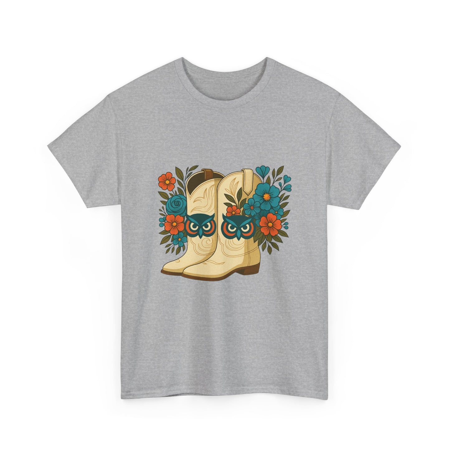 Floral Cowboy Boots Tee, Perfect for Country Music Lovers, Western Style Gift, Casual Outfit, Boho Fashion, Farmhouse Decor