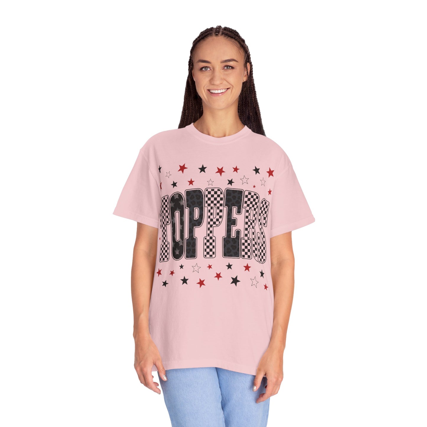 Topper Star and Checker Pattern Graphic Tee