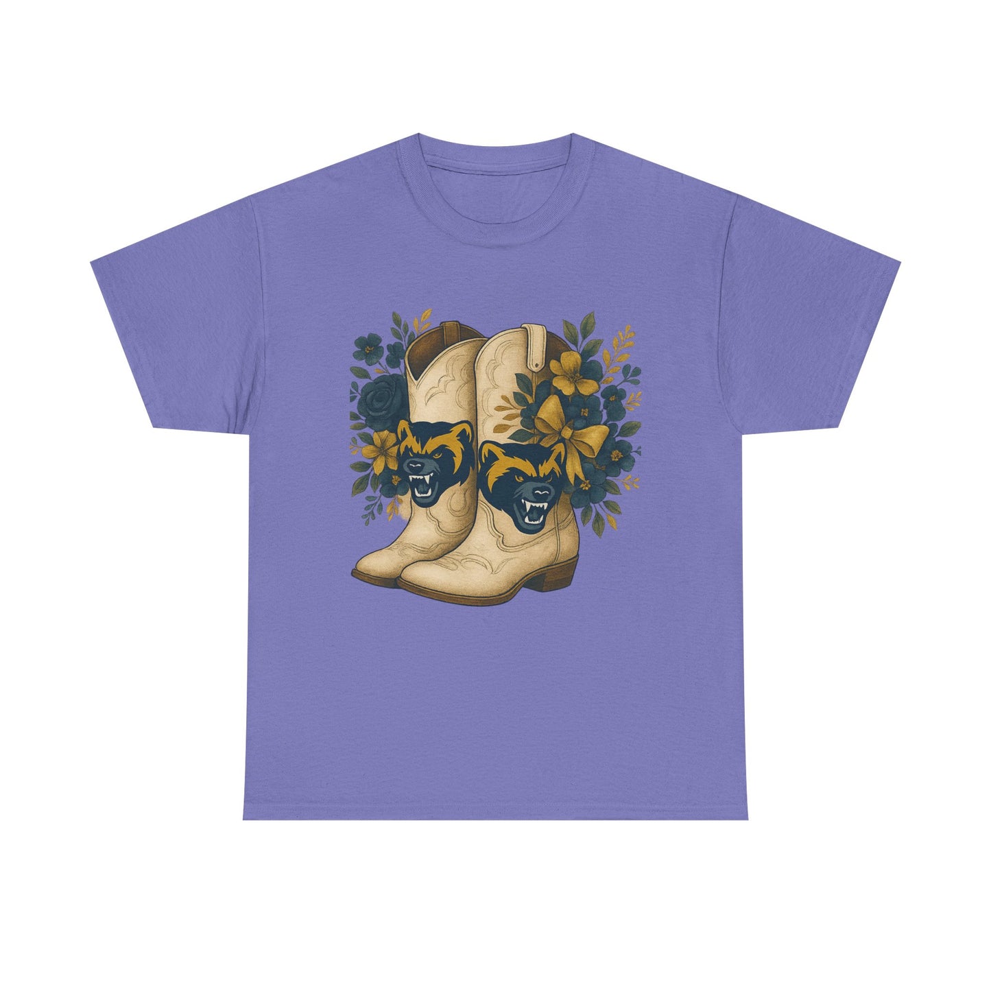 Graphic Tee - Michigan Wolverines Maize and Blue Country Chic Floral Cowboy Boots Vintage Style Shirt