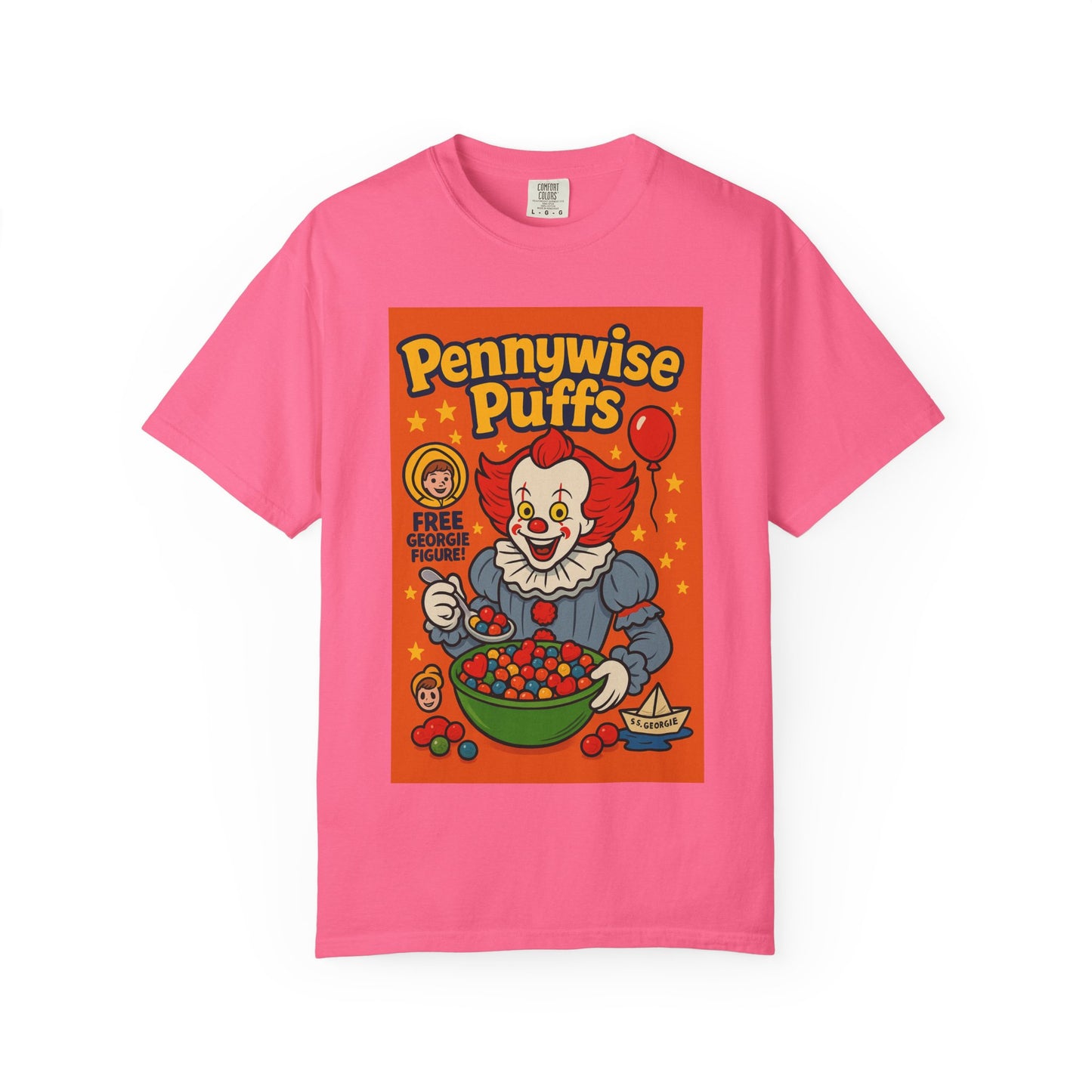 Pennywise Puffs T-Shirt | Unisex Graphic Tee for Horror Fans, Perfect for Halloween, Movie Nights, Gifts, Cosplay