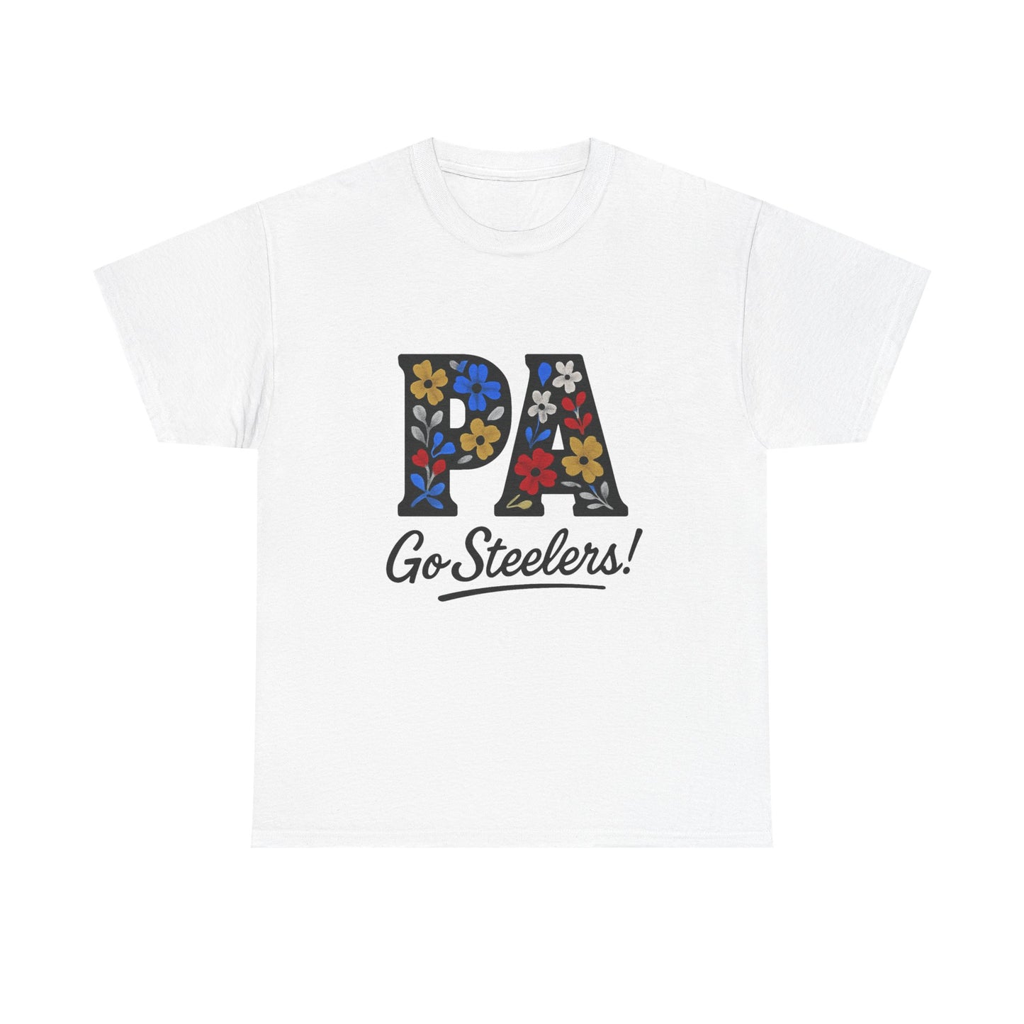 Sports Fan Tee - Floral PA Go Steelers Unisex Heavy Cotton Tee