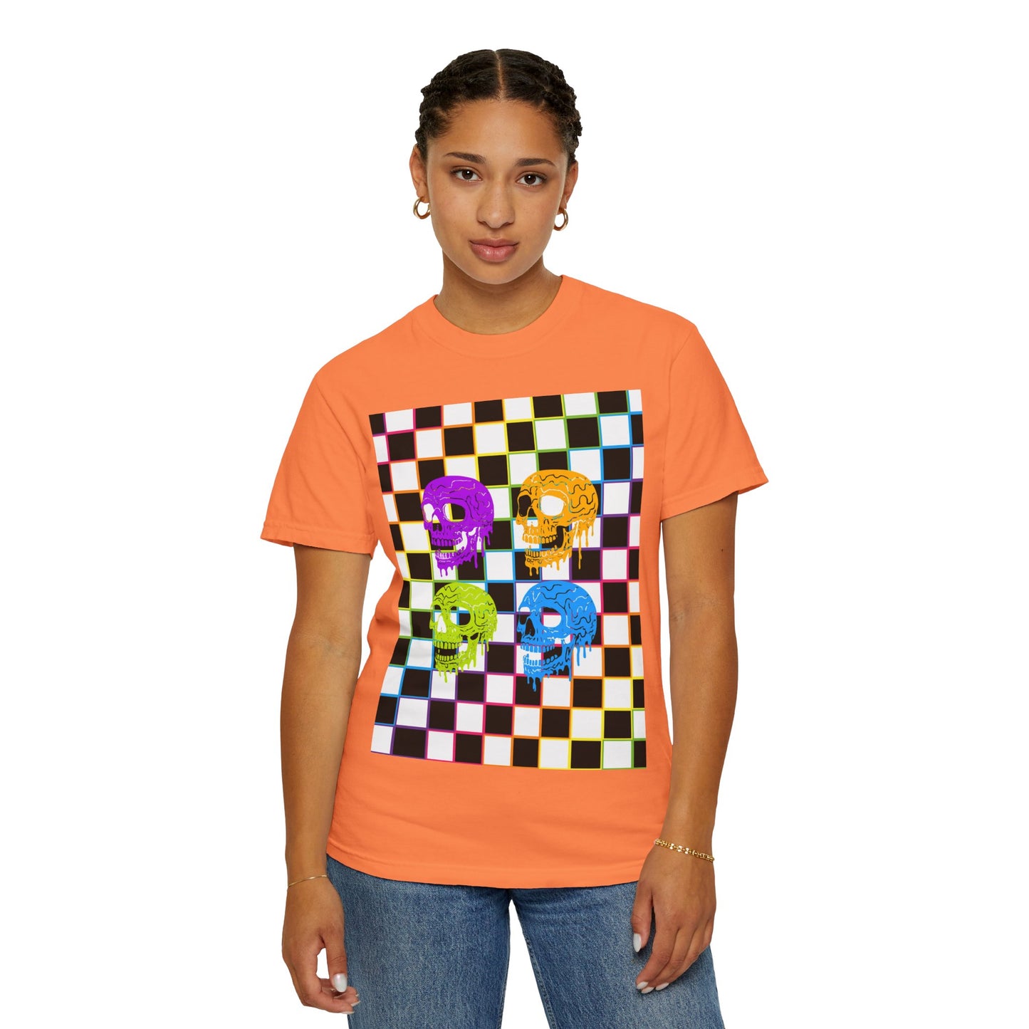 Vibrant Skull Graphic T-Shirt, Unisex Tee, Halloween Outfit, Alternative Fashion, Festival Wear, Casual Street Style