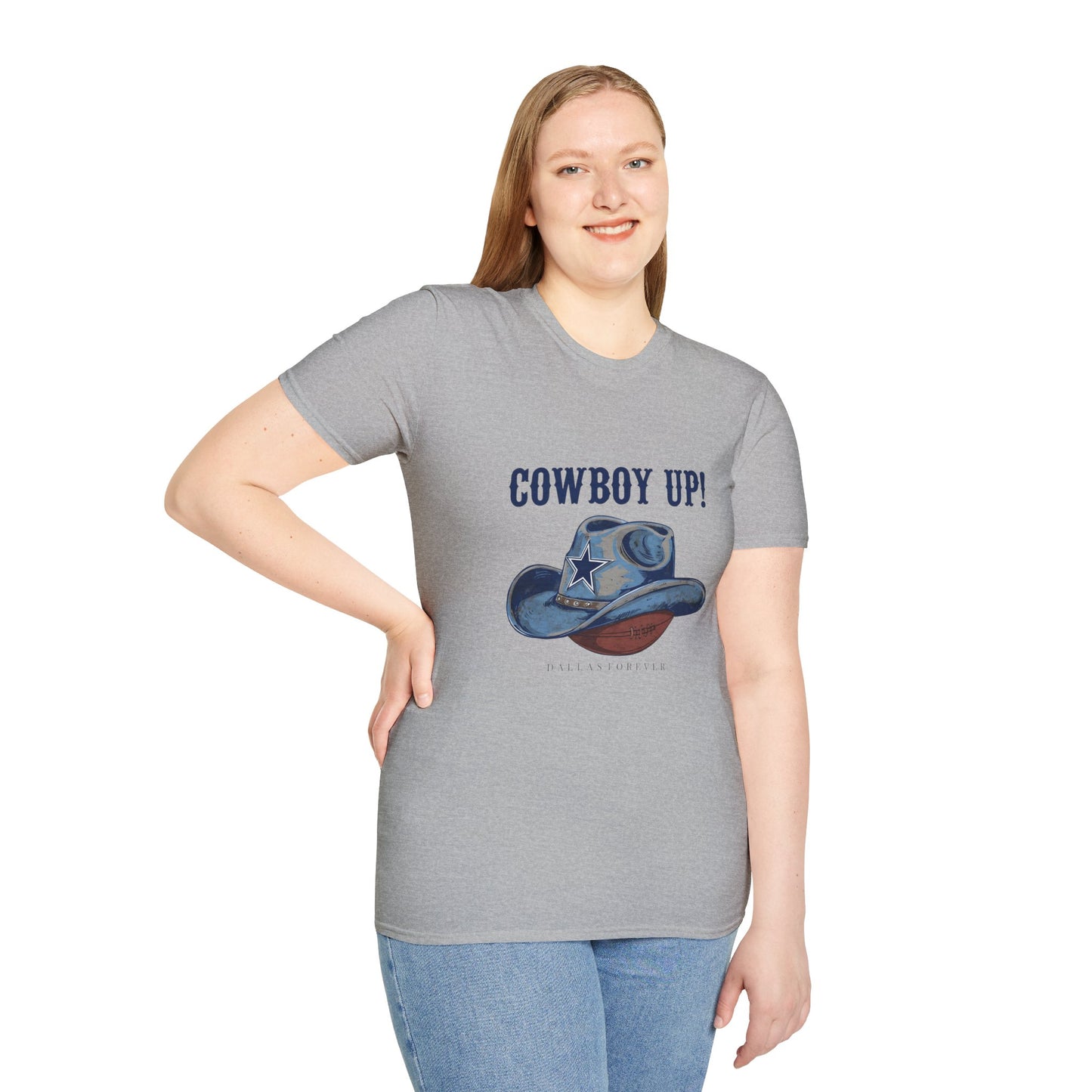 Cowboy Up! Unisex Softstyle T-Shirt - Casual Western Tee for Rodeos, Country Events, Fun Graphic Shirt, Everyday Wear
