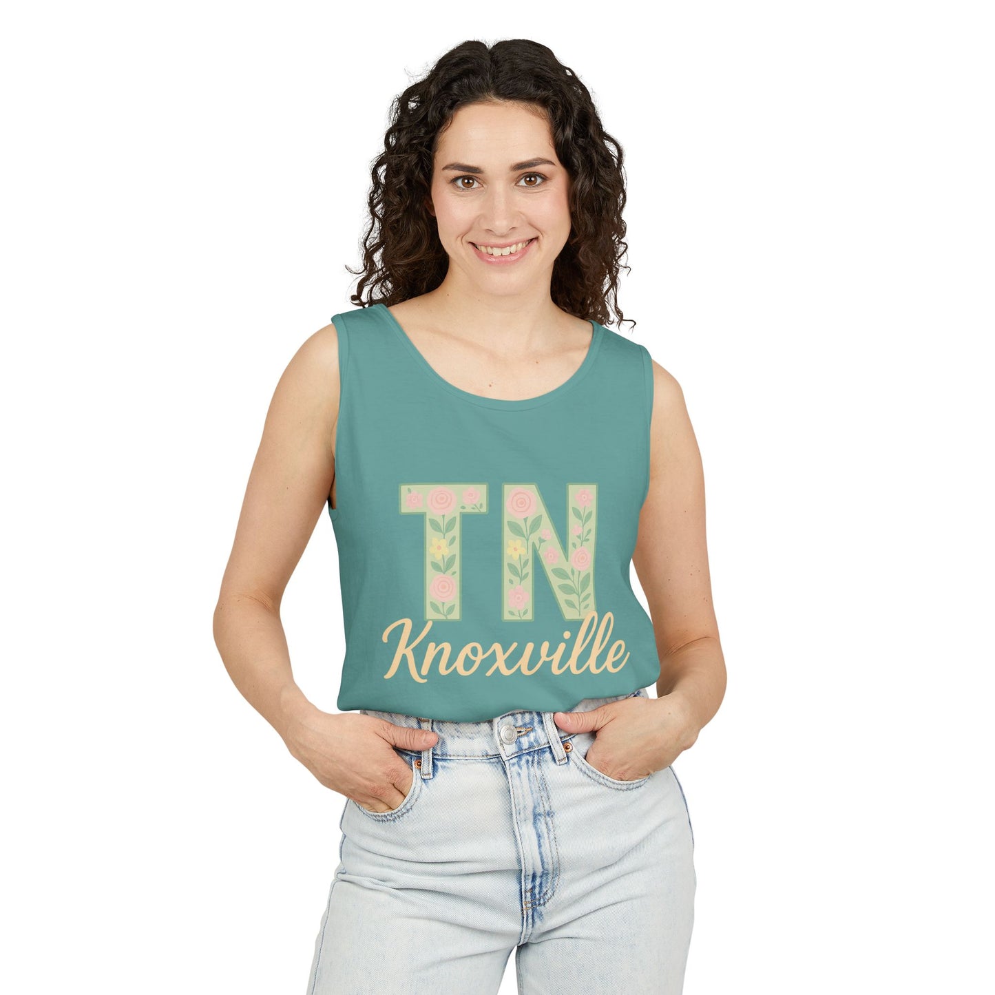 Tennessee Floral Tank Top, Unisex Sleeveless Shirt, Summer Tee, Casual Wear, Gift for Her, Comfort Colors, Graduation Gift, Rocky Top